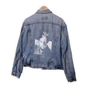 Vintage 90s Levis Destroyed Denim Jacket Two Face Art Comic Batman